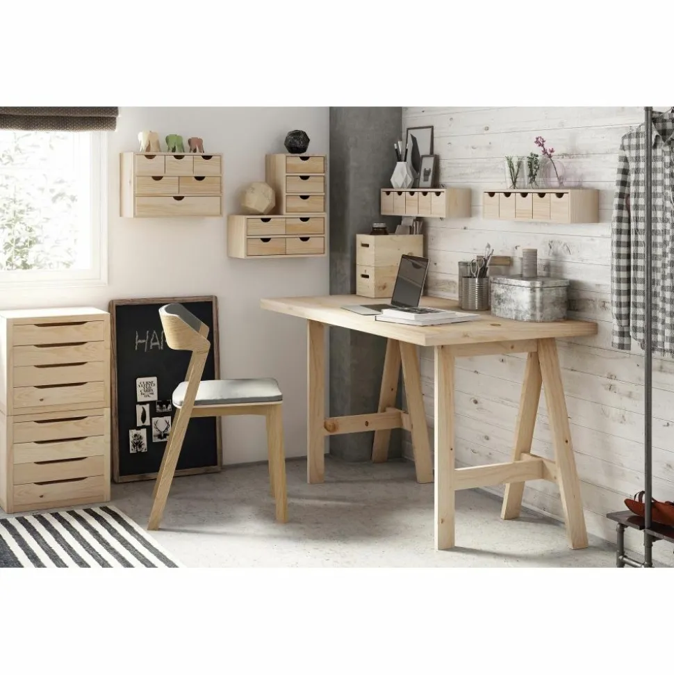 ASTIGARRAGA - Mini rangement bloc en pin brut avec tiroirs 6 tiroirs m2