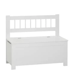 ATMOSPHERA - 2 en 1 banc avec dossier et coffre à jouets en bois blanc