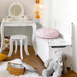 ATMOSPHERA - 2 en 1 banc avec dossier et coffre à jouets en bois blanc