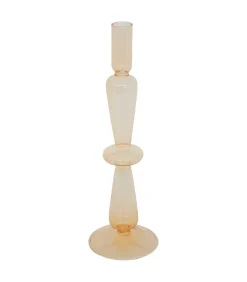 ATMOSPHERA - Bougeoir chandelier en verre jaune h 29.5 cm