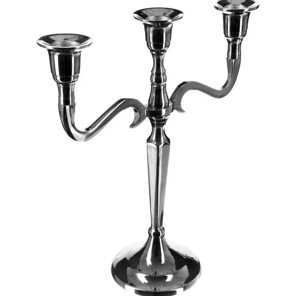 ATMOSPHERA - Bougeoir chandelier 3 têtes en métal argent h 26 cm