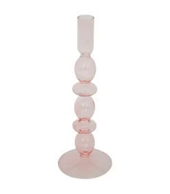 ATMOSPHERA - Bougeoir chandelier en verre rose h 25.7 cm