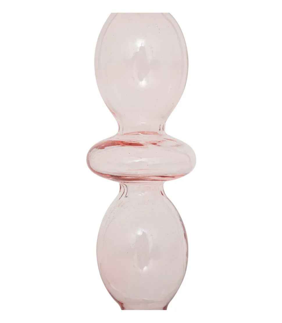 ATMOSPHERA - Bougeoir chandelier en verre rose h 25.7 cm