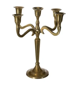 ATMOSPHERA - Bougeoir chandelier 5 têtes en métal doré h 27 cm