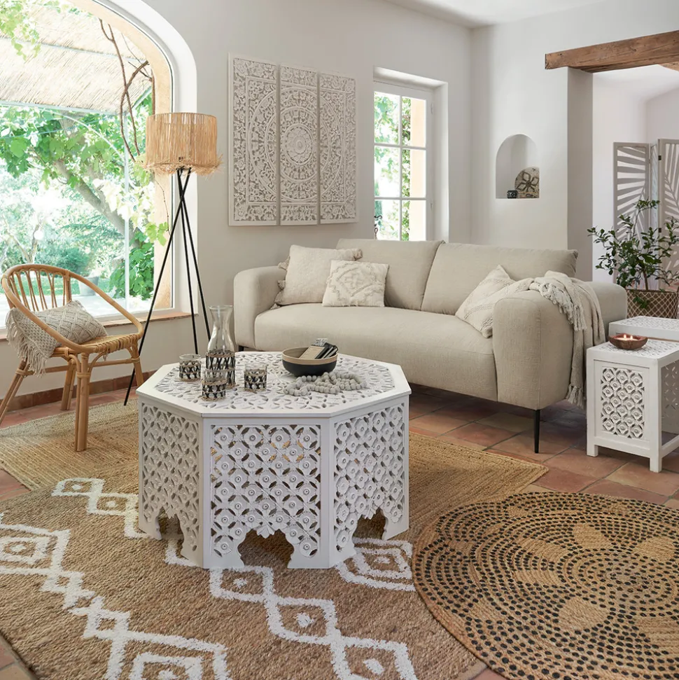 ATMOSPHERA - Bougie parfumée douceur de lin 150 g contenant en bois de manguier