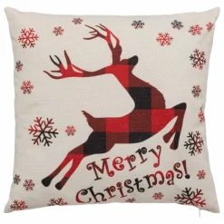 ATMOSPHERA - Coussin de noël renne - 40 x 40 cm - beige et rouge