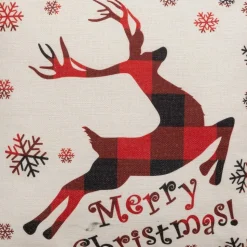 ATMOSPHERA - Coussin de noël renne - 40 x 40 cm - beige et rouge