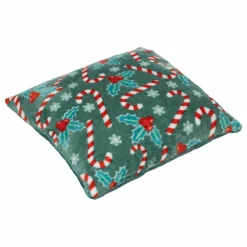 ATMOSPHERA - Coussin de noël houx et sucres d'orge - 40 x 40 cm - vert et rouge