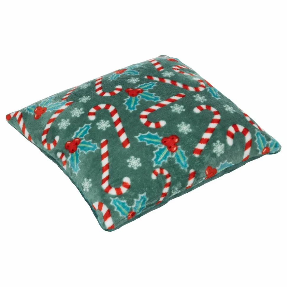 ATMOSPHERA - Coussin de noël houx et sucres d'orge - 40 x 40 cm - vert et rouge