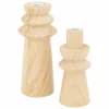 ATMOSPHERA - Duo de bougeoirs en bois - beige
