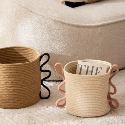 ATMOSPHERA - Ensemble de 2 paniers en coton et polyester - beige et marron