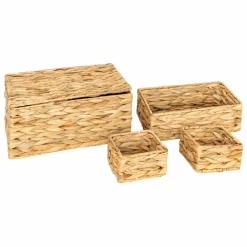 ATMOSPHERA - Ensemble de 4 paniers en jacinthe - beige