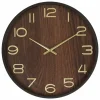 ATMOSPHERA - Horloge en bois - diam 38 cm - marron foncé