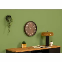 ATMOSPHERA - Horloge en bois - diam 38 cm - marron foncé