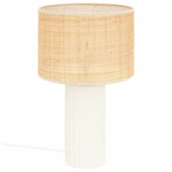 ATMOSPHERA - Lampe cylindre en céramique - h. 47 cm - blanc