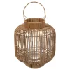 ATMOSPHERA - Lanterne photophore en rotin et métal bougeoir en verre d 25 x h 31 cm