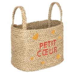 ATMOSPHERA - Lot de 3 paniers en osier assortis motifs cœur - beige