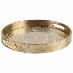 ATMOSPHERA - Lot de 2 plateaux en verre et résine - doré