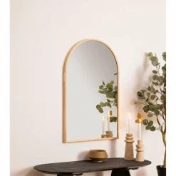 ATMOSPHERA - Miroir arche en bois - 60 x 90 cm - beige