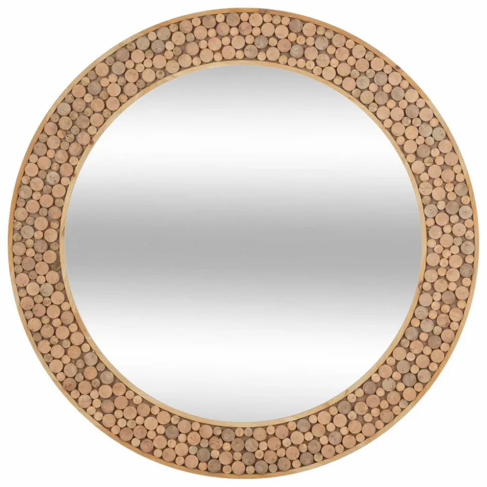 ATMOSPHERA - Miroir en bois rondin - diam 90 cm - marron