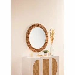 ATMOSPHERA - Miroir en bois rondin - diam 90 cm - marron