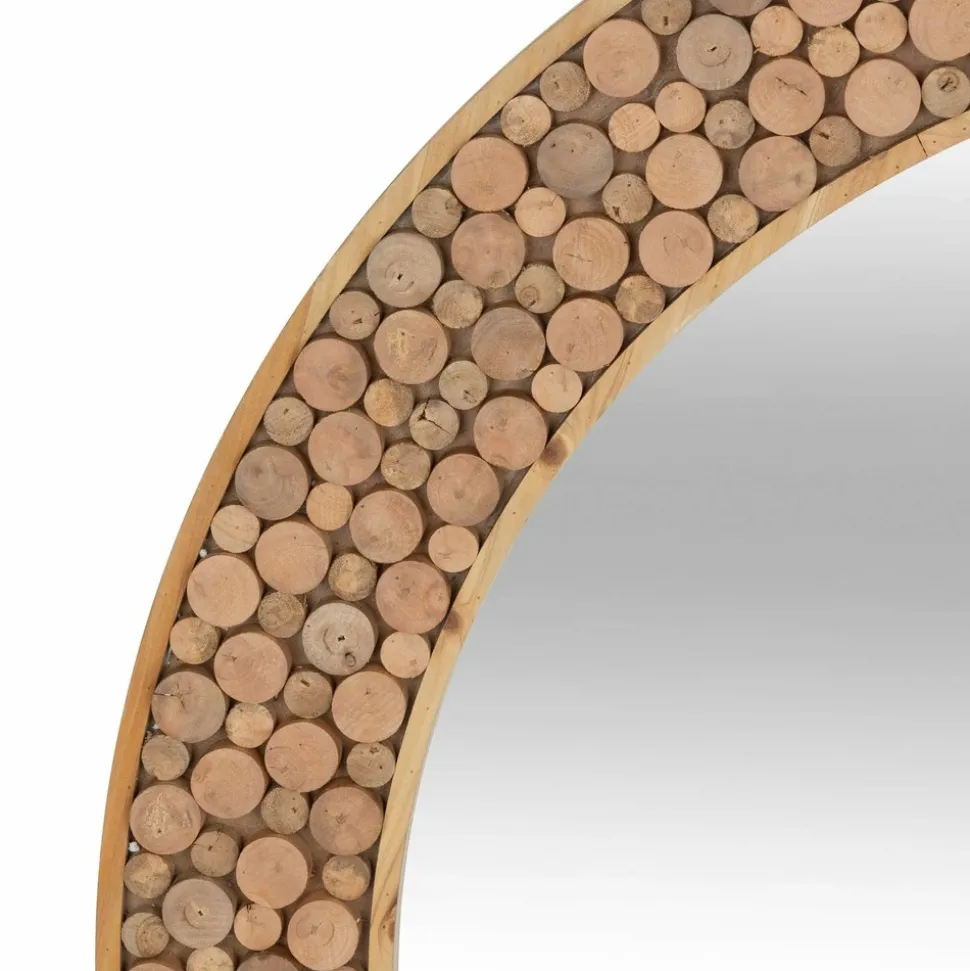 ATMOSPHERA - Miroir en bois rondin - diam 90 cm - marron