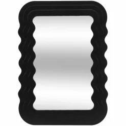 ATMOSPHERA - Miroir en bois vagues - 40 x 55 cm - noir