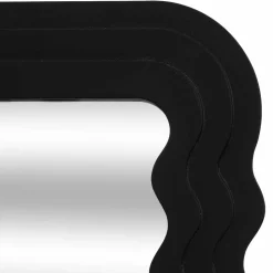 ATMOSPHERA - Miroir en bois vagues - 40 x 55 cm - noir