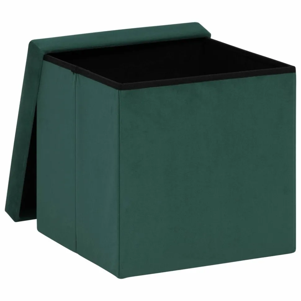 ATMOSPHERA - Pouf de rangement pliable en velours