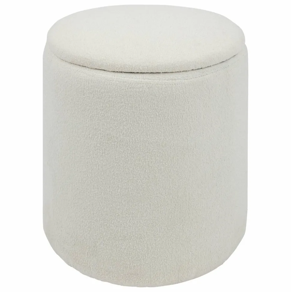 ATMOSPHERA - Pouf de rangement en bouclette - blanc