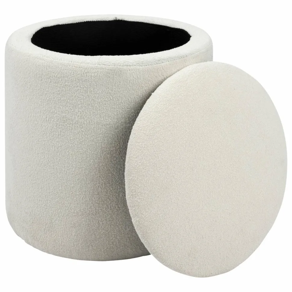 ATMOSPHERA - Pouf de rangement en bouclette - blanc