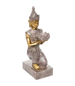 ATMOSPHERA - Statue décorative bouddha en résine avec photophore h 45 cm