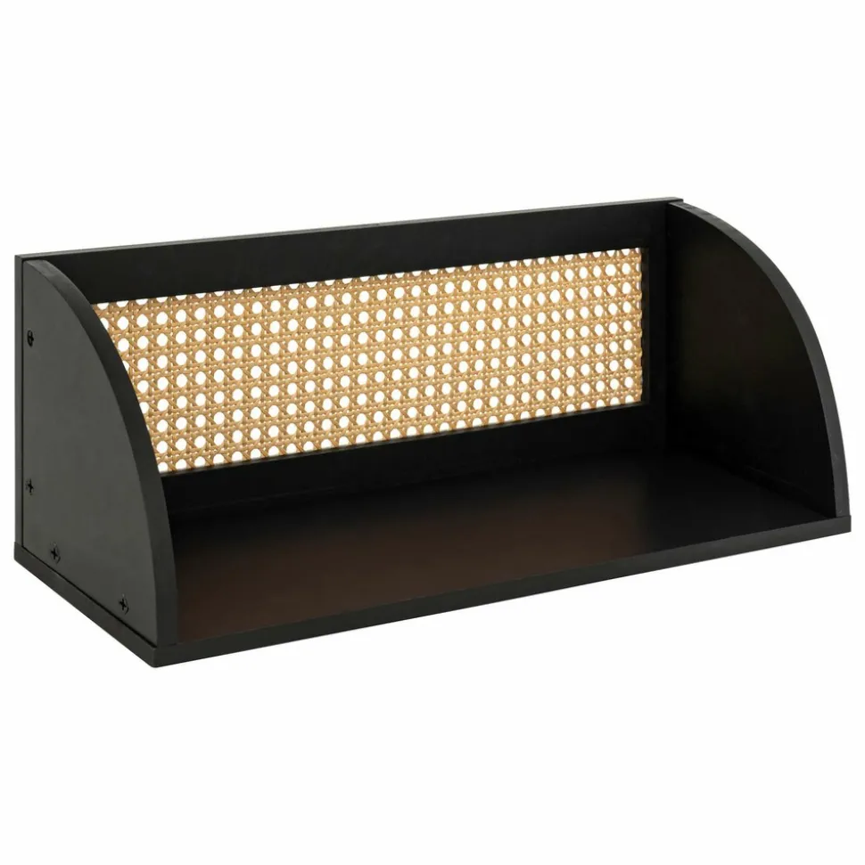 ATMOSPHERA - Étagère murale en cannage - noir et beige