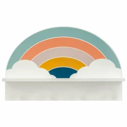ATMOSPHERA - Étagère patère 4 crochets en bois arc-en-ciel - multicolore