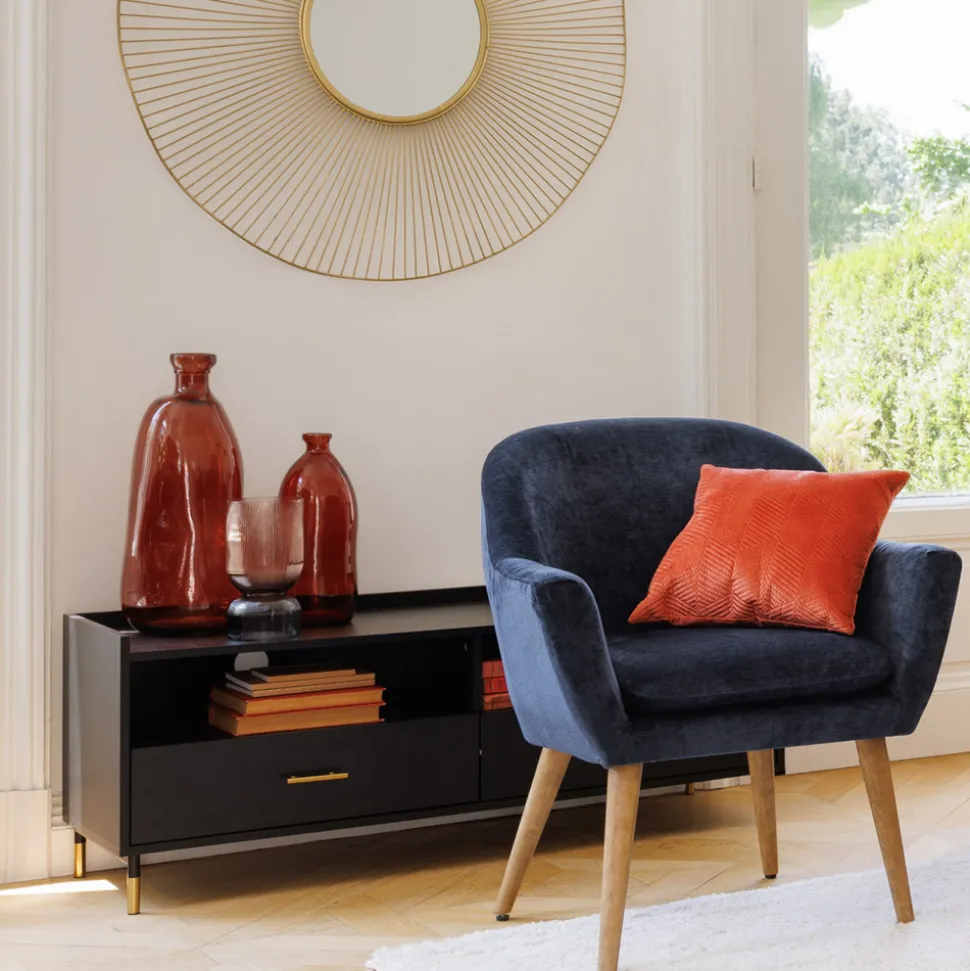 ATMOSPHERA - Vase bouteille en verre recyclé rouge ambre d 13 x h 35 cm