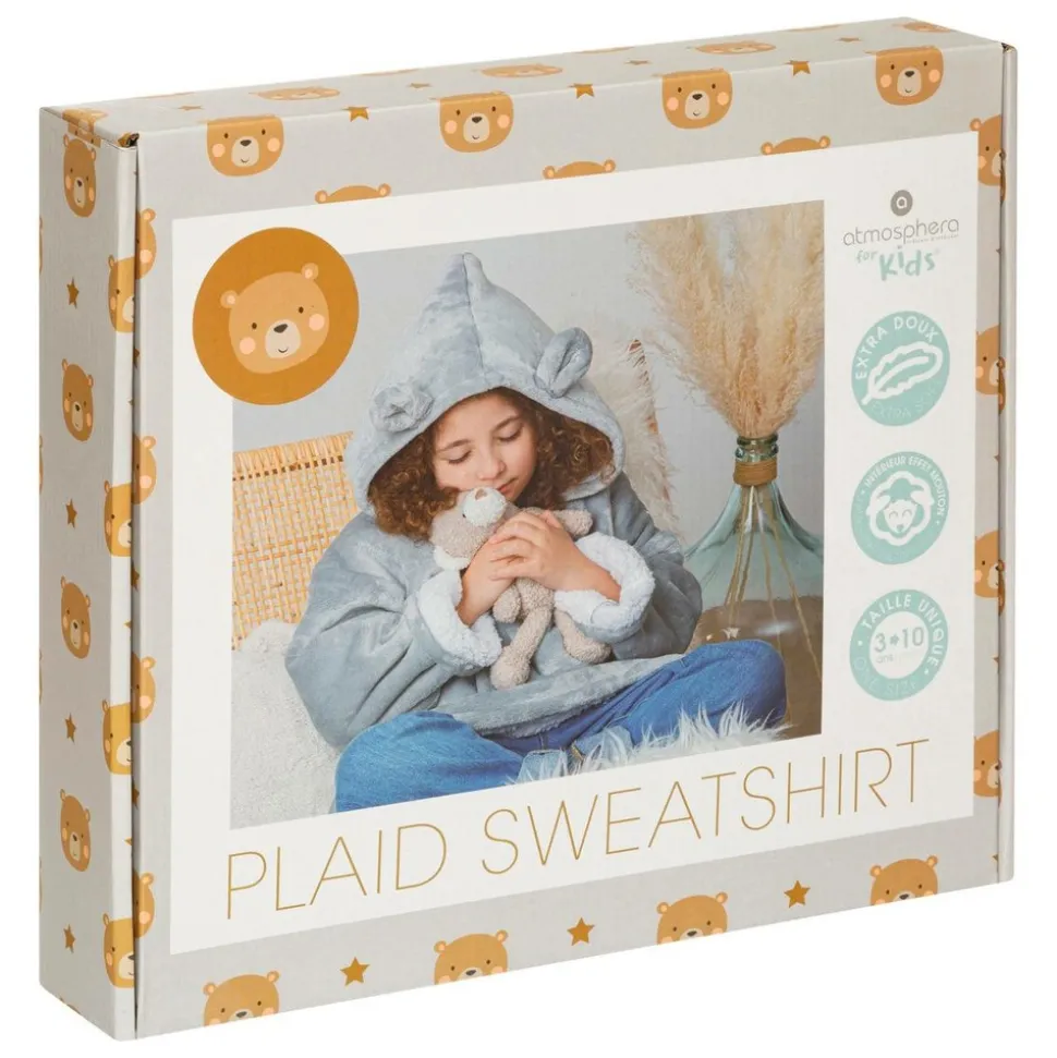 ATMOSPHERA CREATEUR D'INTERIEUR - Plaid sweatshirtshirtshirt capuche "ours" - gris
