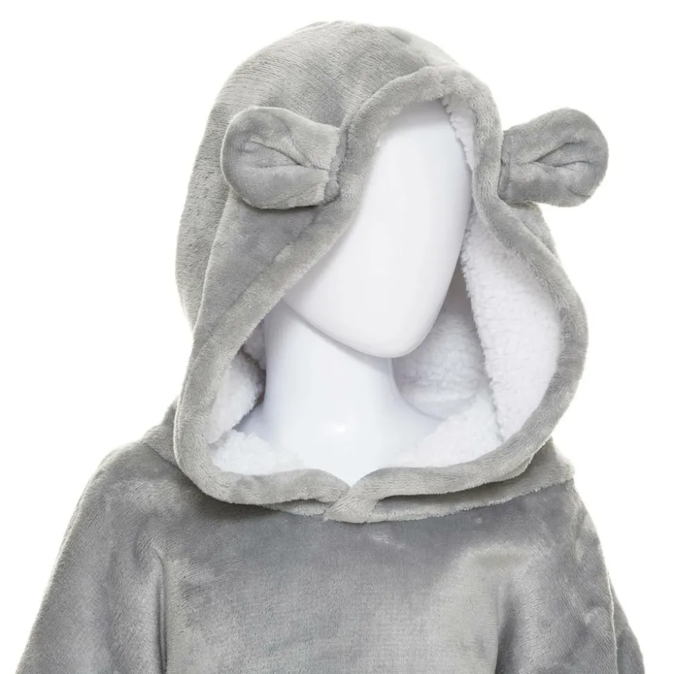 ATMOSPHERA CREATEUR D'INTERIEUR - Plaid sweatshirtshirtshirt capuche "ours" - gris