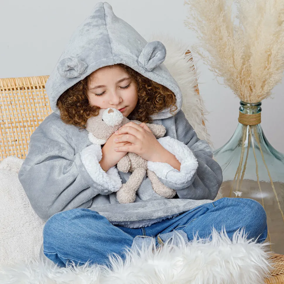 ATMOSPHERA CREATEUR D'INTERIEUR - Plaid sweatshirtshirtshirt capuche "ours" - gris