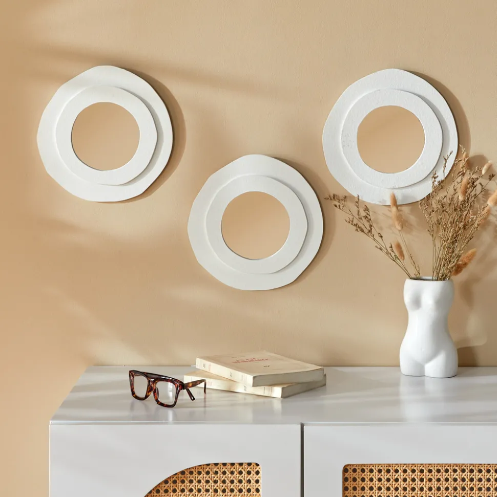 ATMOSPHERA CREATEUR D'INTERIEUR - 3 miroirs "emily" blanc d25cm