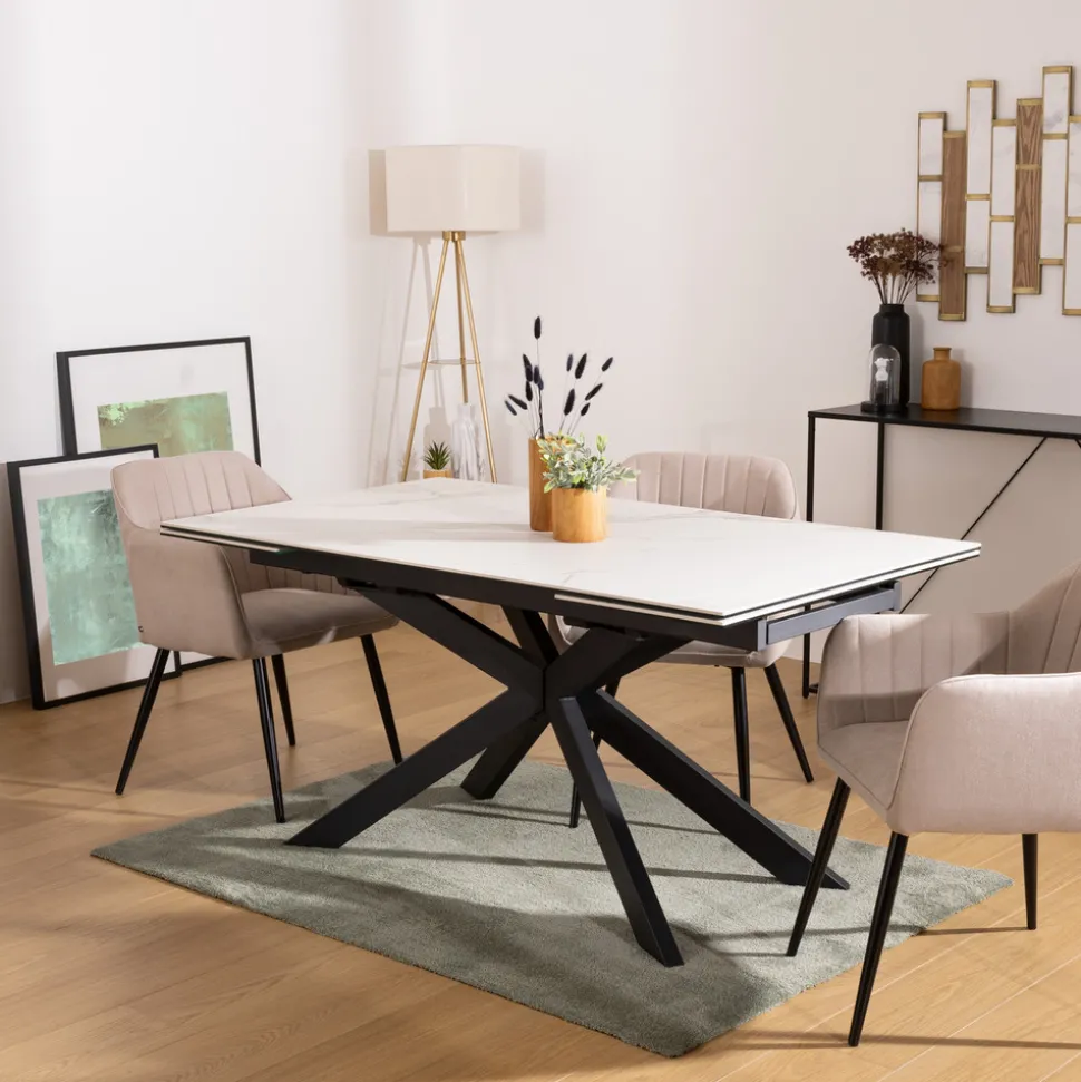 ATMOSPHERA CREATEUR D'INTERIEUR - Table à manger extensible "boot" blanc 160x90x76cm