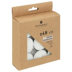 ATMOSPHERA CREATEUR D'INTERIEUR - 18 bougies chauffe-plats "hugo" h1,5cm blanc