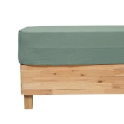 ATMOSPHERA CREATEUR D'INTERIEUR - Drap housse "flora" gaze de coton vert céladon 140x190cm