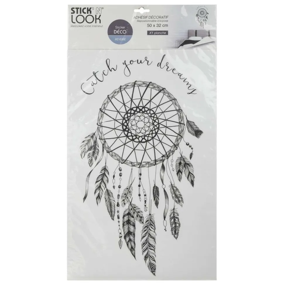 ATMOSPHERA CREATEUR D'INTERIEUR - Sticker "attrape rêves" - noir et blanc - 32x50 cm