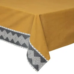 ATMOSPHERA CREATEUR D'INTERIEUR - Ensemble nappe et 6 serviettes inuit coton jaune ocre 250x150cm