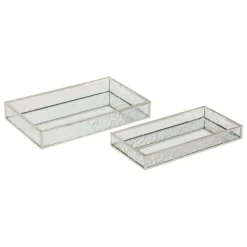 ATMOSPHERA CREATEUR D'INTERIEUR - 2 plateaux effet miroir "ania" argent 28x17x4cm