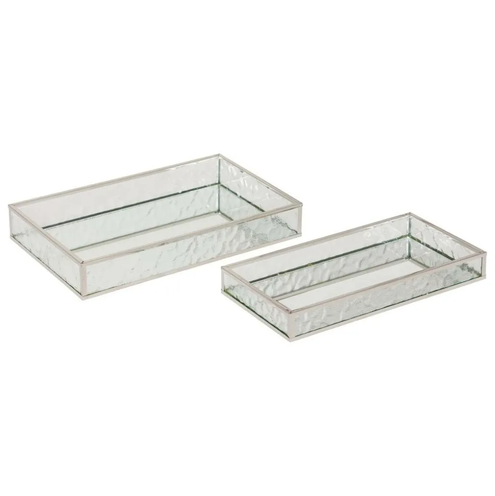 ATMOSPHERA CREATEUR D'INTERIEUR - 2 plateaux effet miroir "ania" argent 28x17x4cm