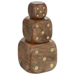 ATMOSPHERA CREATEUR D'INTERIEUR - Déco à poser 3 dés "roger" manguier caramel 10x10x10cm