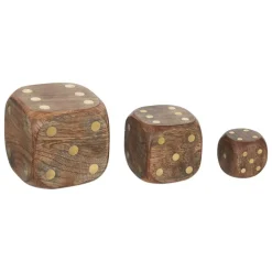 ATMOSPHERA CREATEUR D'INTERIEUR - Déco à poser 3 dés "roger" manguier caramel 10x10x10cm