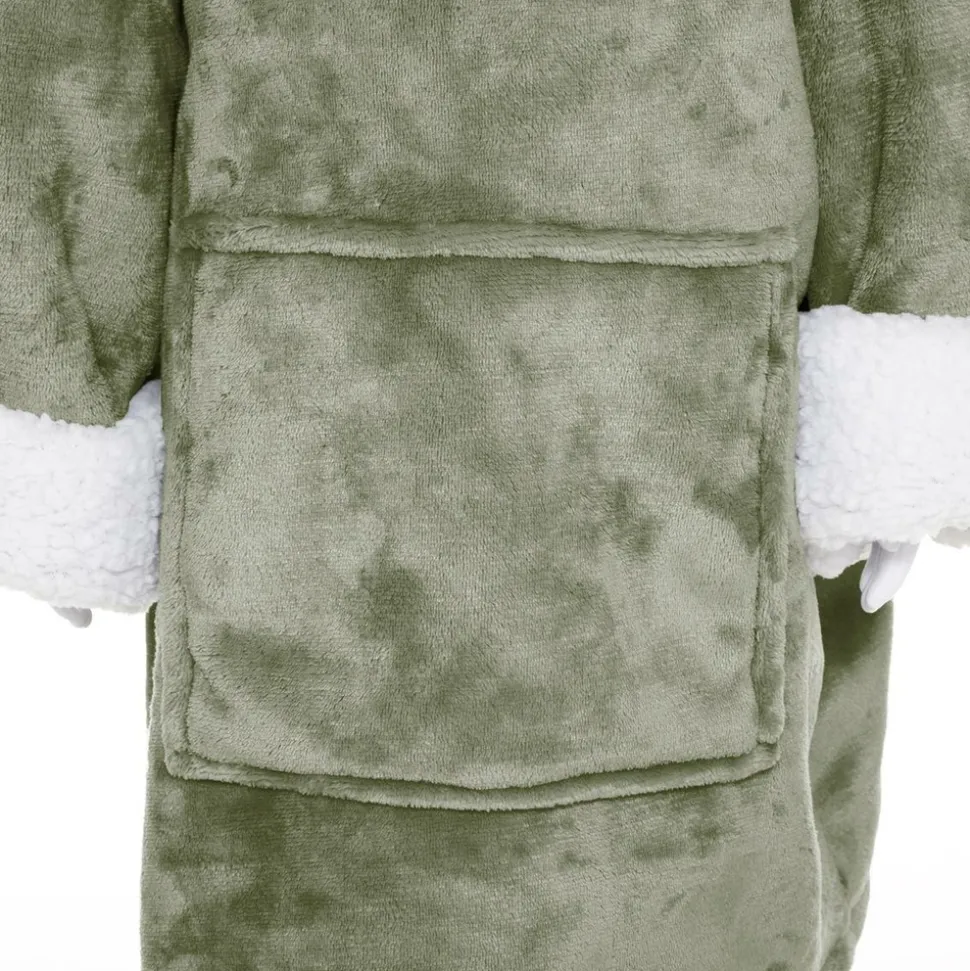 ATMOSPHERA CREATEUR D'INTERIEUR - Plaid sweatshirtshirtshirt capuche "dinosaure" - vert kaki