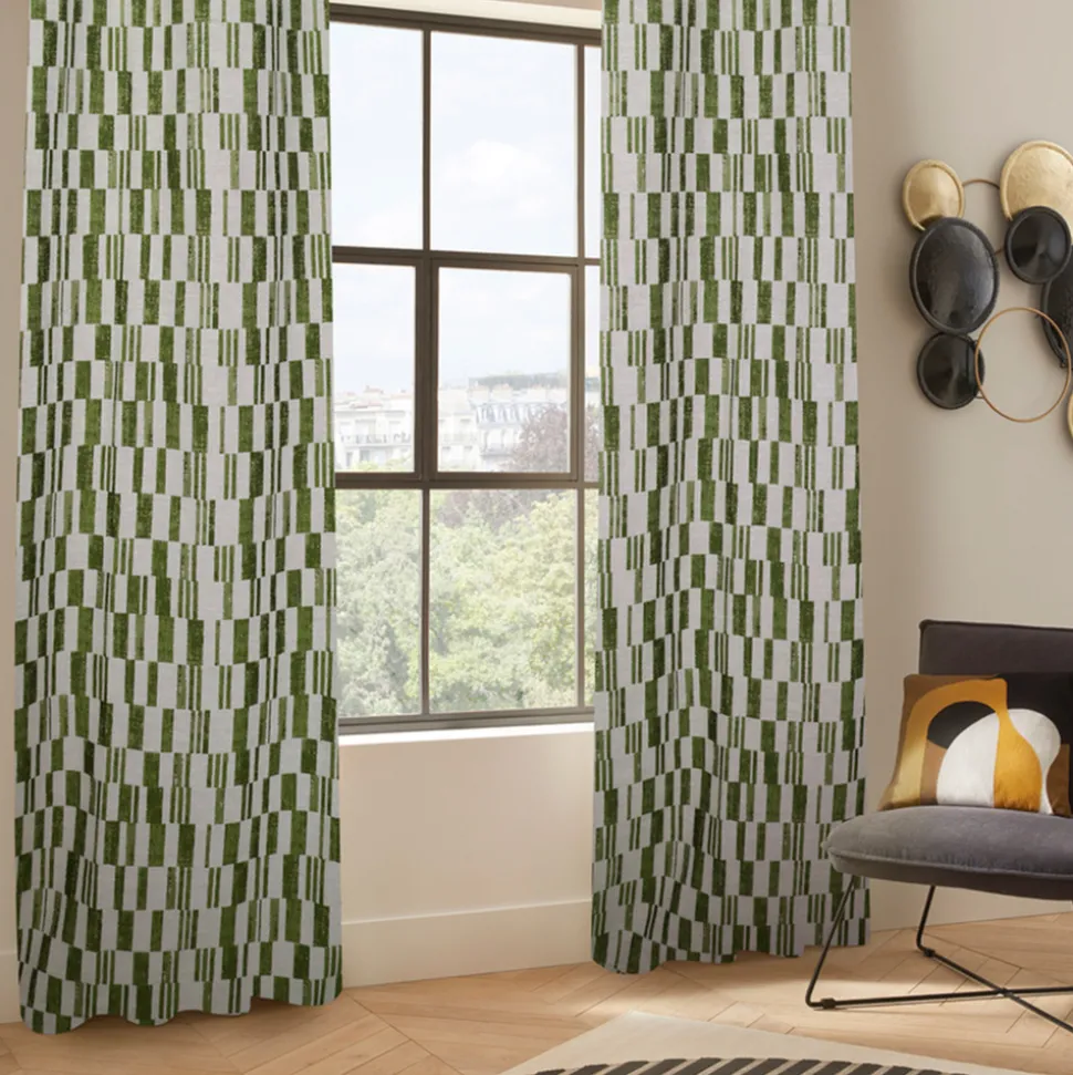 ATMOSPHERA CREATEUR D'INTERIEUR - Rideau "leyna" jacquard vert kaki 140x260cm